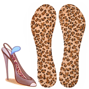 Velveteen Sweat Absorption Anti-slip Anti-abrasion Foot Cushion Pad (Leopard)