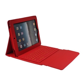 BuySKU61020 Wireless Bluetooth Leathery Protective Case with Keyboard for iPad 2 (Red)