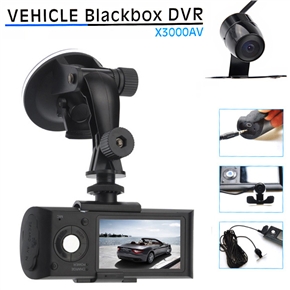 BuySKU65800 X3000AV 2.7 Inch TFT LCD Screen Wide Angle Dual Camera HD Car DVR with TF Card Slot