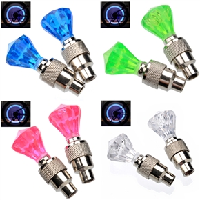 BuySKU75432 Cool Diamond Shaped Bike Motorcycle Car Tyre Flash Valve Sealing Cap LED Lights - 4 pairs/set (Pink+Green+Blue+White)