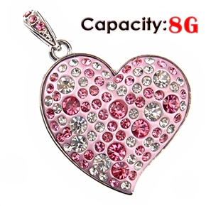 BuySKU70392 Lovely Rhinestones Decor Heart Shaped 8GB USB Flash Drive U-disk