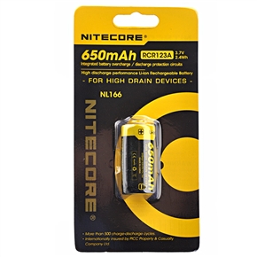 BuySKU70641 NITECORE NL166 650mAh 3.7V 2.4Wh RCR123A Rechargeable Li-ion Battery