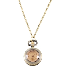 BuySKU71309 Antique Style Diamond Cover Round Hunter-case Quartz Pocket Watch with Bronze Chain (Golden)