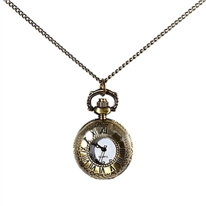 BuySKU71304 Retro Style Roman Numerals Half Hunter-case Quartz Pocket Watch with Watch Chain