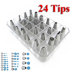 BuySKU71909 24pcs Icing Nozzles Pastry Tips Cake Decorating Sugarcraft Tools Set (Silver)