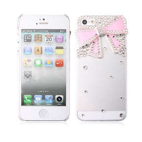 BuySKU72233 Beautiful Rhinestones Bowknot Style Transparent Hard Protective Back Case Cover for iPhone 5 (Pink)