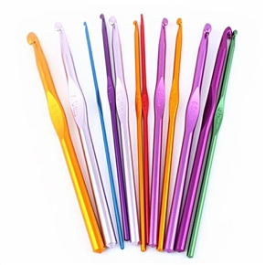 BuySKU72003 Different Sizes Multi-color Aluminum Crochet Hooks Knitting Needles 2.0-8.0mm - 12pcs/set