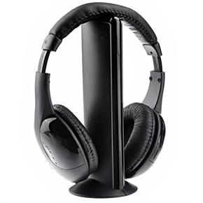 BuySKU71647 MH2001 5-in-1 Hi-Fi S-XBS Wireless Headphone with FM Radio & Wireless Monitoring for TV /PC /MP3 /CD /DVD (Black)