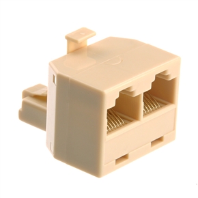 BuySKU71954 RJ45 8-pin 1 Male to 2 Female Ethernet Network Cable Extension Coupler Connector (Beige)