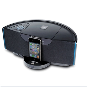 BuySKU72099 Velour NE-332 Desktop Hi-Fi Audio Speaker with Video-out /FM Radio /Alarm /3.5mm Audio-in for iPad /iPhone /iPod (Black)