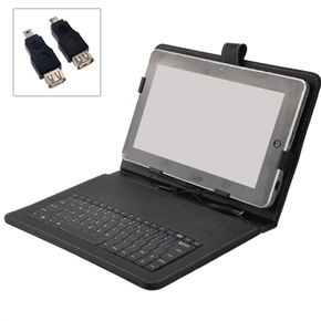 BuySKU70820 80-keys USB Keyboard PU Protective Case Cover with Stand for 10.1-inch Tablet PC (Black)