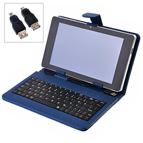 BuySKU53611 80-keys USB Keyboard PU Protective Case Cover with Stand for 7-inch Tablet PC (Dark Blue)