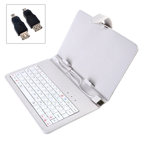 BuySKU70348 80-keys USB Keyboard PU Protective Case Cover with Stand for 7-inch Tablet PC (White)