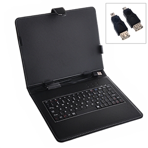 BuySKU42262 80-keys USB Keyboard PU Protective Case Cover with Stand for 9.7-inch Tablet PC (Black)