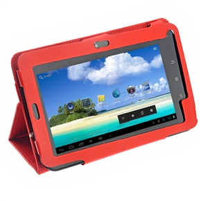 BuySKU72624 Durable PU Protective Case Cover with Stand & Elastic Strap for Allwinner A10 7-inch Tablet PC (Red)