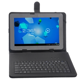 BuySKU72869 Universal Micro USB Keyboard PU Protective Magnetic Flip Case with Stand for 10.1-inch Tablet PC (Black)