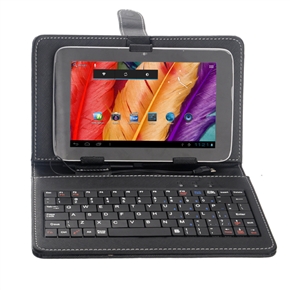 BuySKU72872 Universal Micro USB Keyboard PU Protective Magnetic Flip Case with Stand for 7-inch Tablet PC (Black)