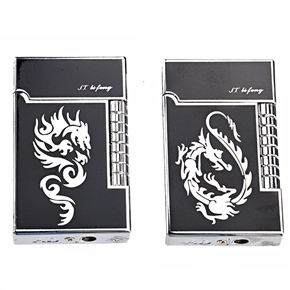 BuySKU73590 Cool Dragon Pattern Decor Windproof Metal Refillable Cigarette Lighter - Random Pattern (Silver)