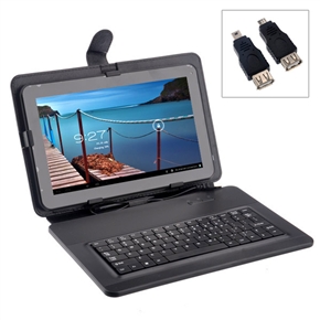 BuySKU74084 78-keys USB QWERTY Keyboard PU Protective Flip Case Cover with Stand for 10.1-inch Tablet PC (Black)