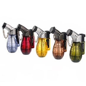 BuySKU73712 Cool Check Pattern Grenade Shaped Windproof Single-fire Refillable Butane Cigarette Lighter (Random Color)