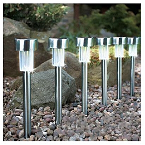 BuySKU73938 Waterproof Stainless Steel Light-controlled Solar Powered LED Lawn Light Post Light - 10 pcs/set (White Light)