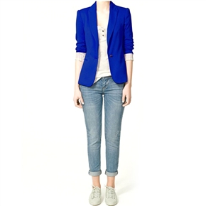 Fashion Women Spring Autumn Long Sleeve Slim-fitting One-button Business Suit Outerwear Coat