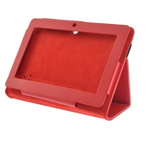 4-in-1 PU Flip Case & Screen Guard & Stylus Pen & Cleaning Cloth Set for Q88 /Q8 7-inch Tablet PC (Red)